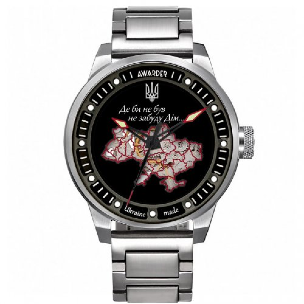 Годинник наручний Awarder 058 Де би не був Silver-Black Steel Red