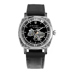 Часы наручные Awarder 021-3D Где бы ни была Silver-Black-Black Leather