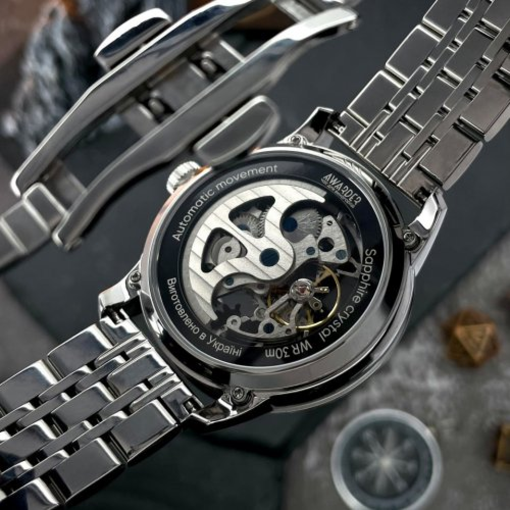 Годинник наручний Awarder 043 Де би не був Silver-Black Steel Automatic