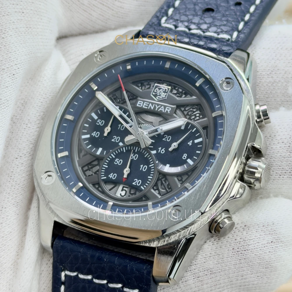Чоловічий годинник Benyar BY-5222 Blue-Silver