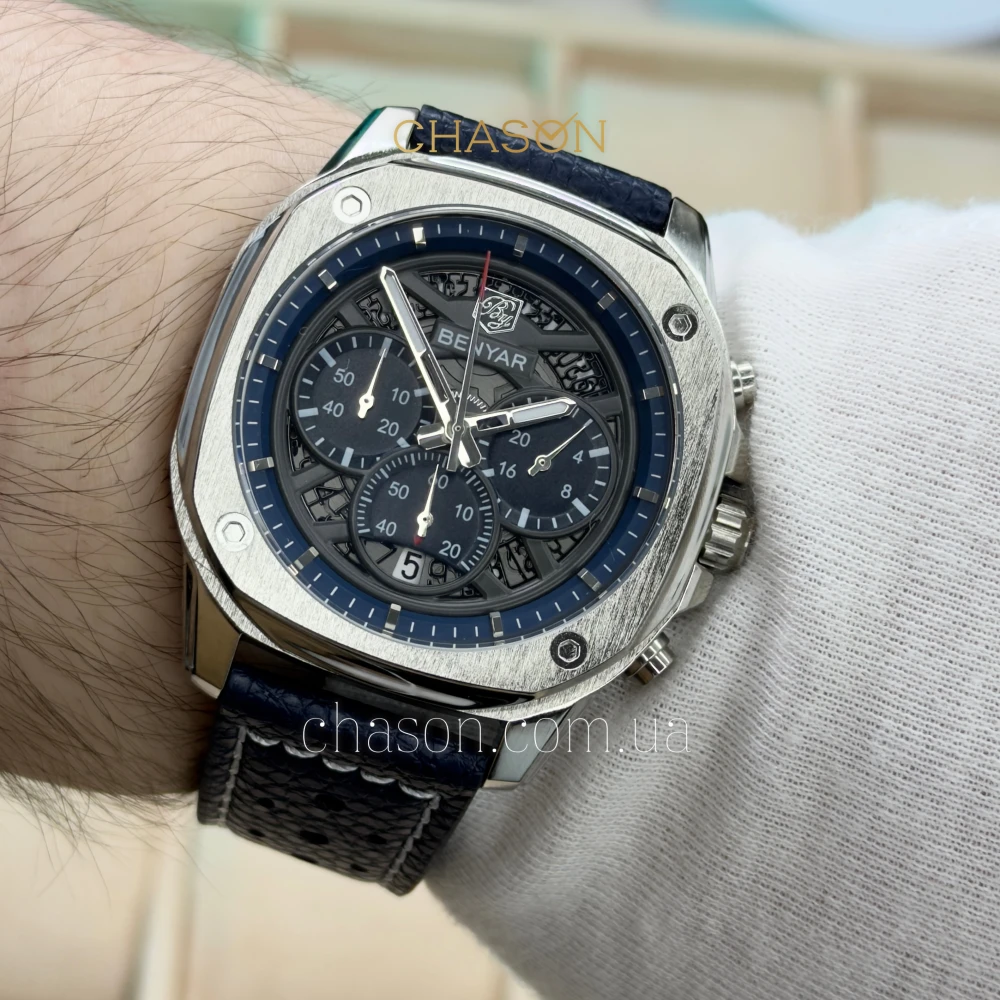 Чоловічий годинник Benyar BY-5222 Blue-Silver