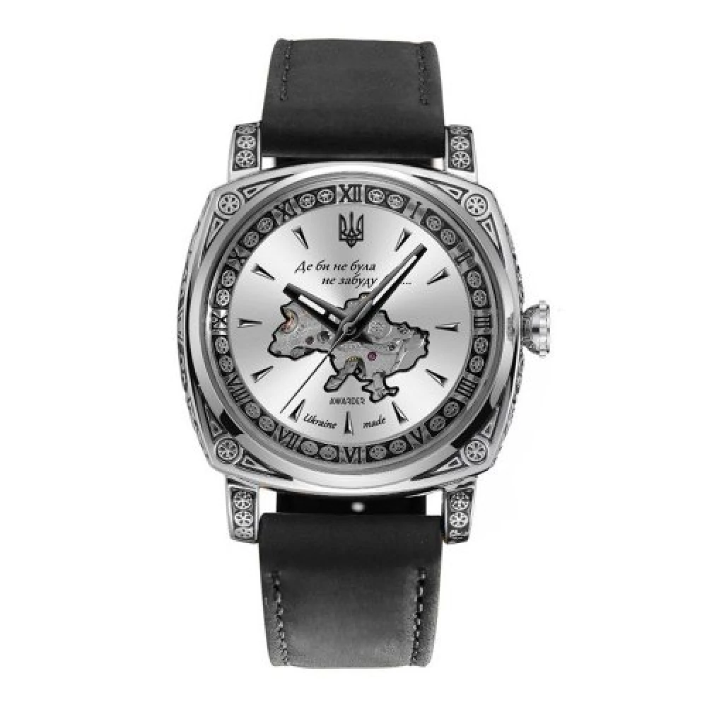 Годинник наручний Awarder 021-3D Де би не була Silver-White-Black Leather