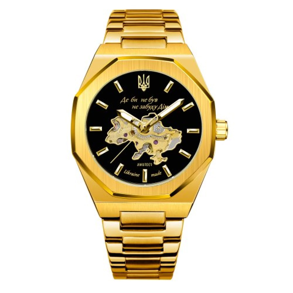  Годинник наручний Awarder 026-3D Де би не був Gold-Black 