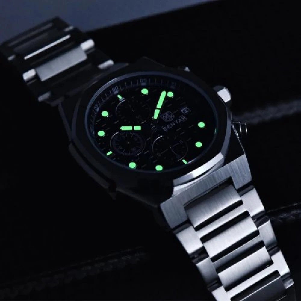 Чоловічий годинник Benyar BY-5216 Silver-Green