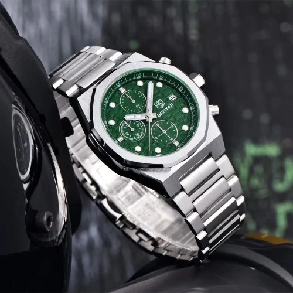 Чоловічий годинник Benyar BY-5216 Silver-Green