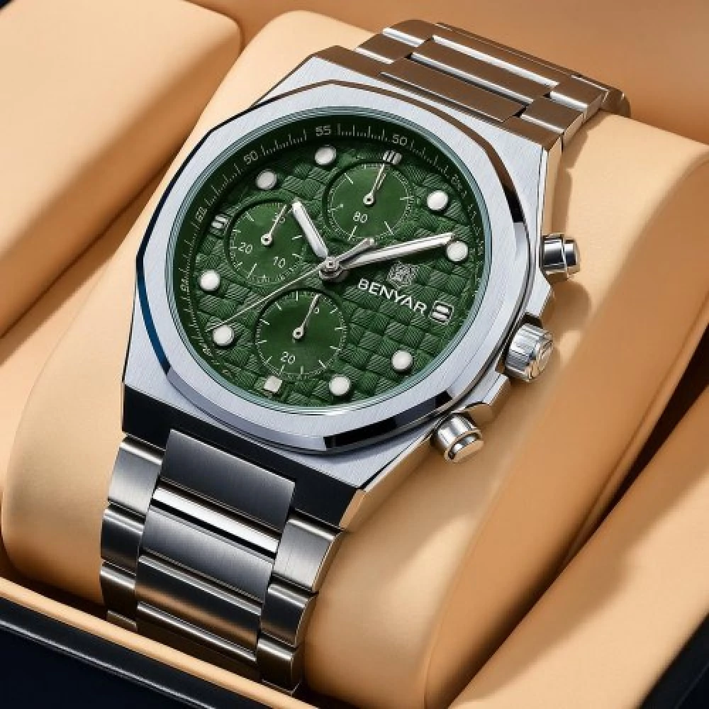 Чоловічий годинник Benyar BY-5216 Silver-Green