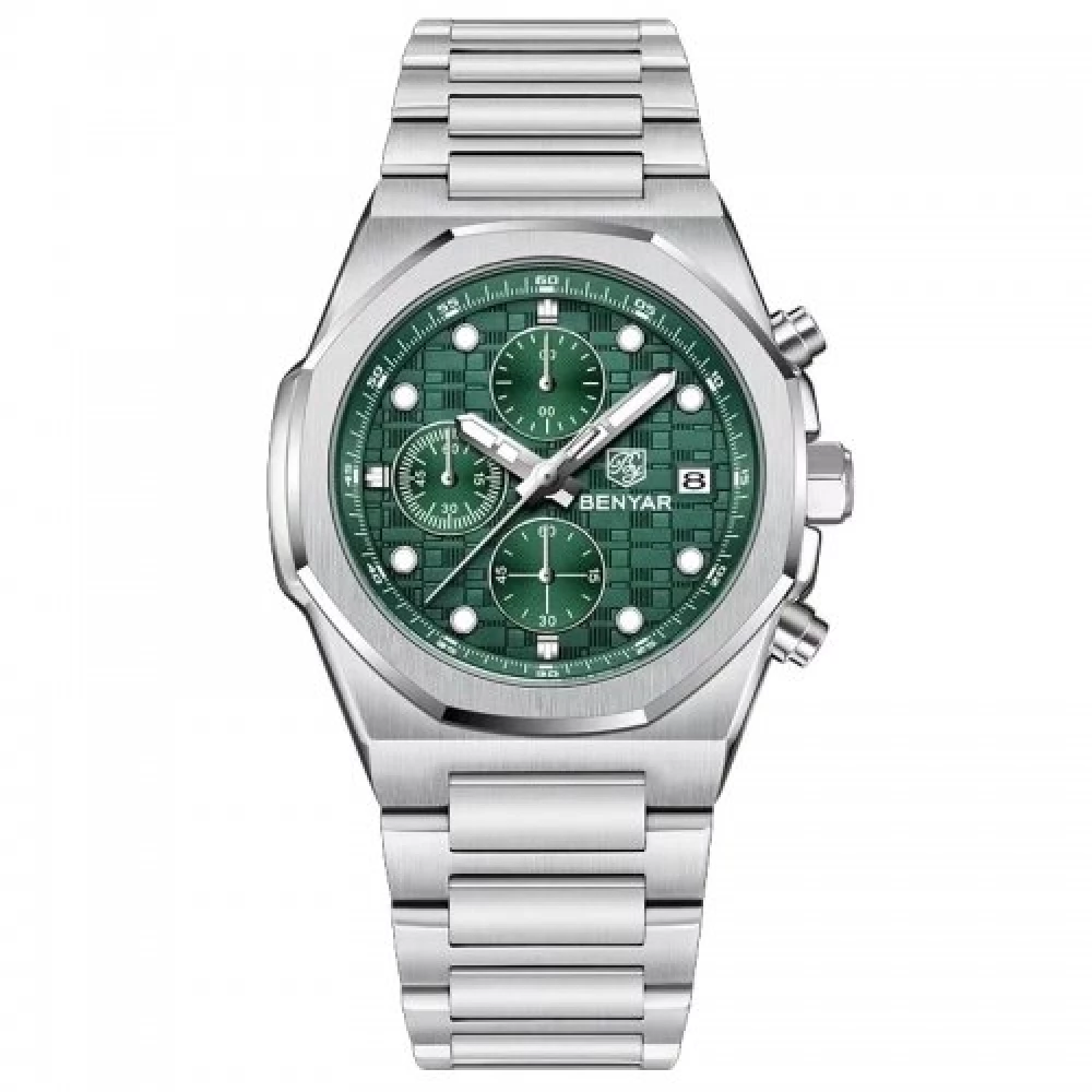 Чоловічий годинник Benyar BY-5216 Silver-Green