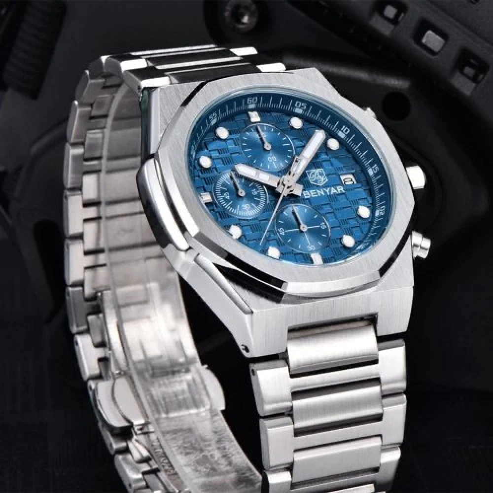 Мужские часы Benyar BY-5216 Silver-Blue 